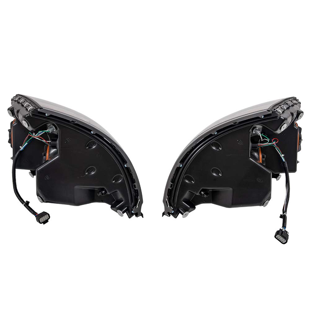 G-PLUS Headlights Assembly Compatible With 2004-18 Volvo VNL/VNM,Bezel Aero Lens Upgrade Headlights (Black Passenger & Driver(Left+Right)) Bumper Headlamps,faros delanteros