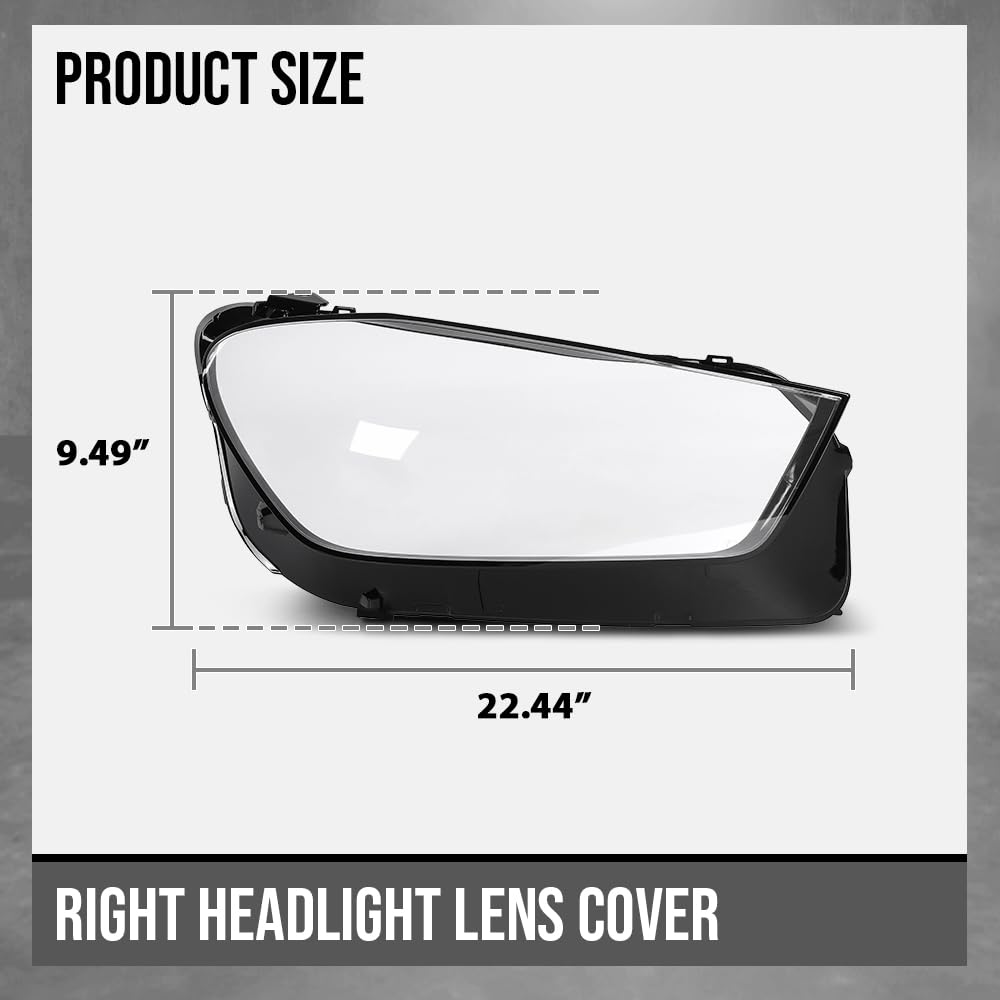 G-PLUS Headlight Lens Cover Compatible with Benz GLE W167 2020 2021 2022 2023 Right Side Front Headlamp Lens Cover Clear