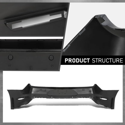 G-PLUS Rear Bumper Cover w/Holes Compatible with Ford Mustang 2018-2023, Fit Models WITH Park Assist Only, NOT Fit Shelby Models, 187-10329, JR3Z17K835AAPTM, FO1100737