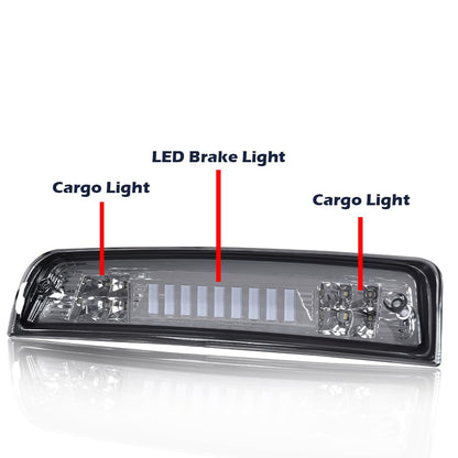 G-PLUS Truck Third 3rd Tail I Brake Light Cargo High Mount Stop Lamp Compatible With 2009-2010 Dodge Ram 1500 2010 Dodge Ram 2500 3500 2011-2017 Ram 1500 2500 3500 Smoky Lens Chrome Housing
