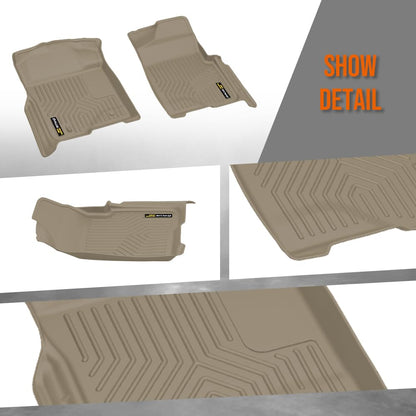 G-PLUS Floor Mats Fit Ford F150 SuperCrew Cab 2009 2010 2011 2012 2013 2014 TPE Custom Fit All Weather Full Cover Protection Floor Liners 1st & 2nd Row Trunk Mats Accessories,alfombras para carro