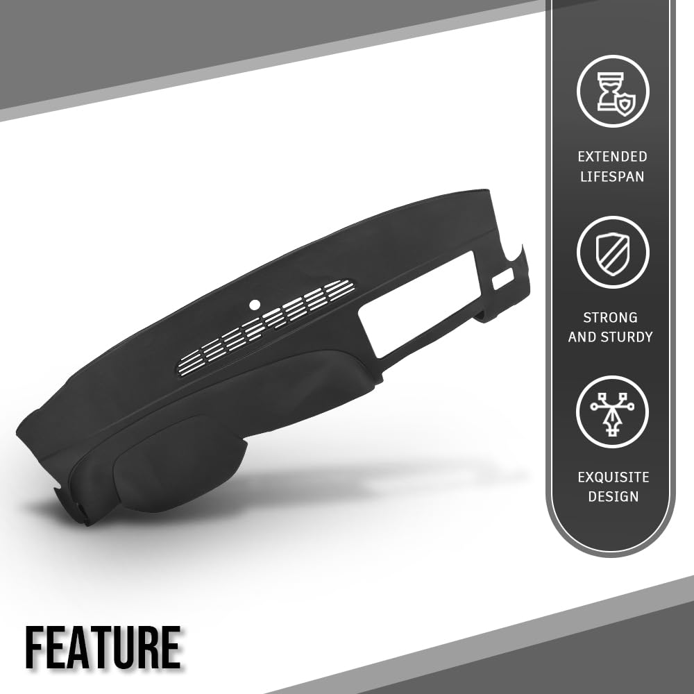 G-PLUS TPE Dash Cover Dashboard Compatible with Chevy Silverado 2007-2013 (LS, LT, Work Truck ONLY), Fit GMC Sierra 2007-2013 (SL, SLE, or Work Truck ONLY), Fit Dual Glovebox Style Dashes Black