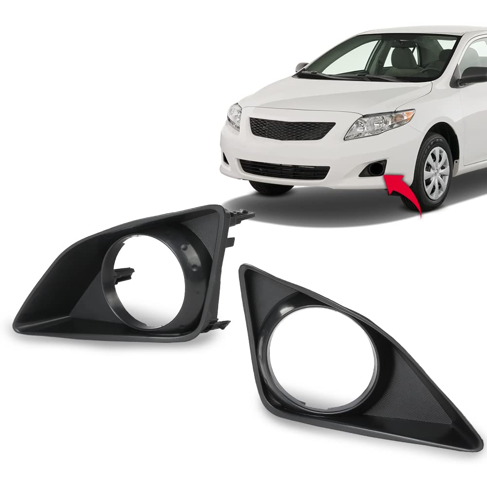 G-PLUS Front Bumper Fog Light Trim Set Compatible with 2009-2010 Toyota Corolla Left & Right w/Fog Light Hole 8148102100, TO1039116, 8148202090, TO1038116 Fog Lamp Accessories