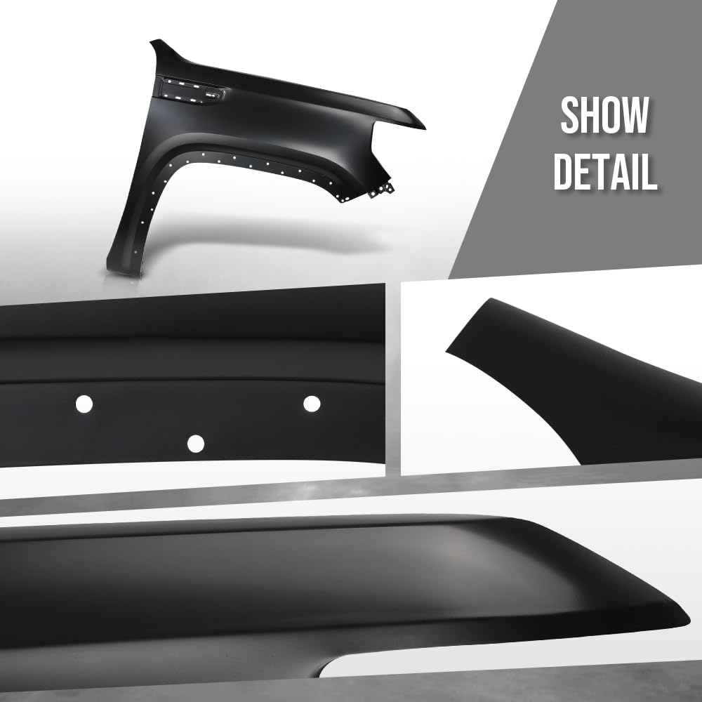 G-PLUS Front Right Fender Compatible with GMC Sierra 1500 2019 2020 2021 2022 2023 84496745, GM1241413 Black