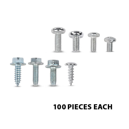 G-PLUS License Plate Screws (100 Each/8 Different) Compatible with Japanese Cars & Most Foreign Cars,Fit BMW Benz & Audi