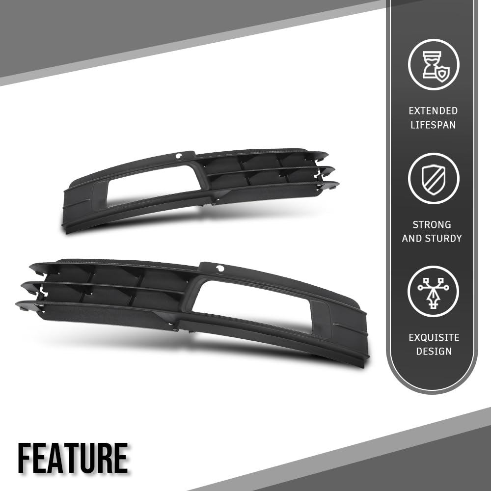 G-PLUS Fog Light Mesh Grille Pair Left and Right Compatible with Audi A6 C6 Avant 2008 2009 2010 2011 4F0807681P, 4F0807682P Black