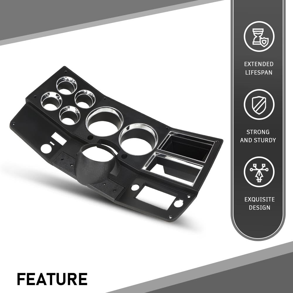 G-PLUS Dash Instrument Bezel w/Wiper Switch Hole Storage Box Compatible with 1981-1983 Chevy GMC Truck Blazer Suburban Black 14023004