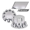 G-PLUS Axle Wheel Covers Removable Hub Caps 2 Front & 4 Rear w/ 33mm Thread-On Lug Nut Covers for Semi Trucks 20" & 22.5" & 24.5" (Chrome ABS Plastic)