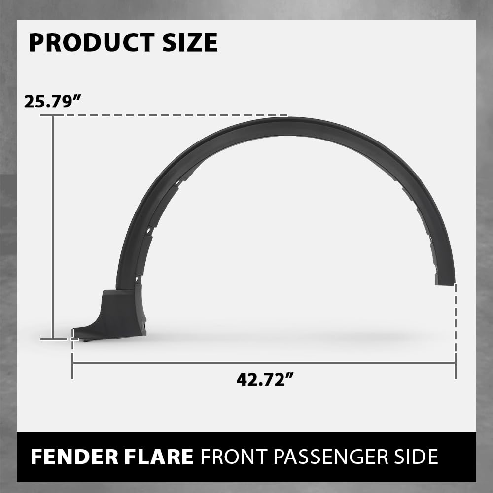 G-PLUS Front Right Fender Flare Wheel Opening Molding, Compatible with Ford Escape 2020-2024, Passenger Side, LJ6Z16038AA, FO1291138