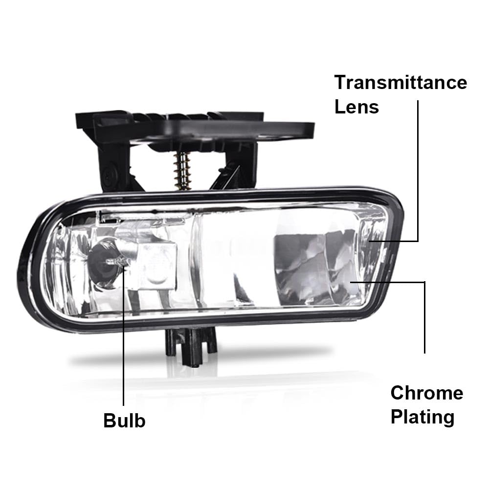 G-PLUS Front Bumper Fog Lamps Pair Compatible with 2000-2006 GMC Yukon/Yukon XL Front Bumper Fog Light, Driver & Passenger Side Clear Lens (Not fit Denali models) GM2592110 GM2593110
