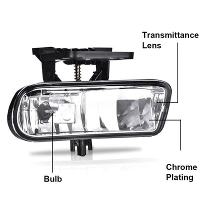 G-PLUS Front Bumper Fog Lamps Pair Compatible with 2000-2006 GMC Yukon/Yukon XL Front Bumper Fog Light, Driver & Passenger Side Clear Lens (Not fit Denali models) GM2592110 GM2593110