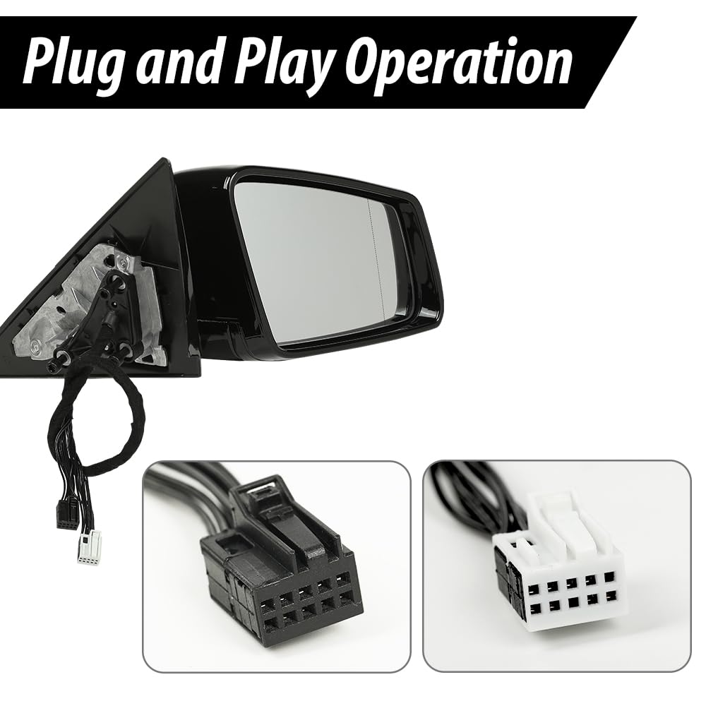 G-PLUS Mirror w/o Blind Spot Right Passenger Side Compatible with Benz E350 E400 E550 2010-2017/Fit Only 2 Doors Coupe/Not Fit 4 Doors Sedan 2078100776 Black