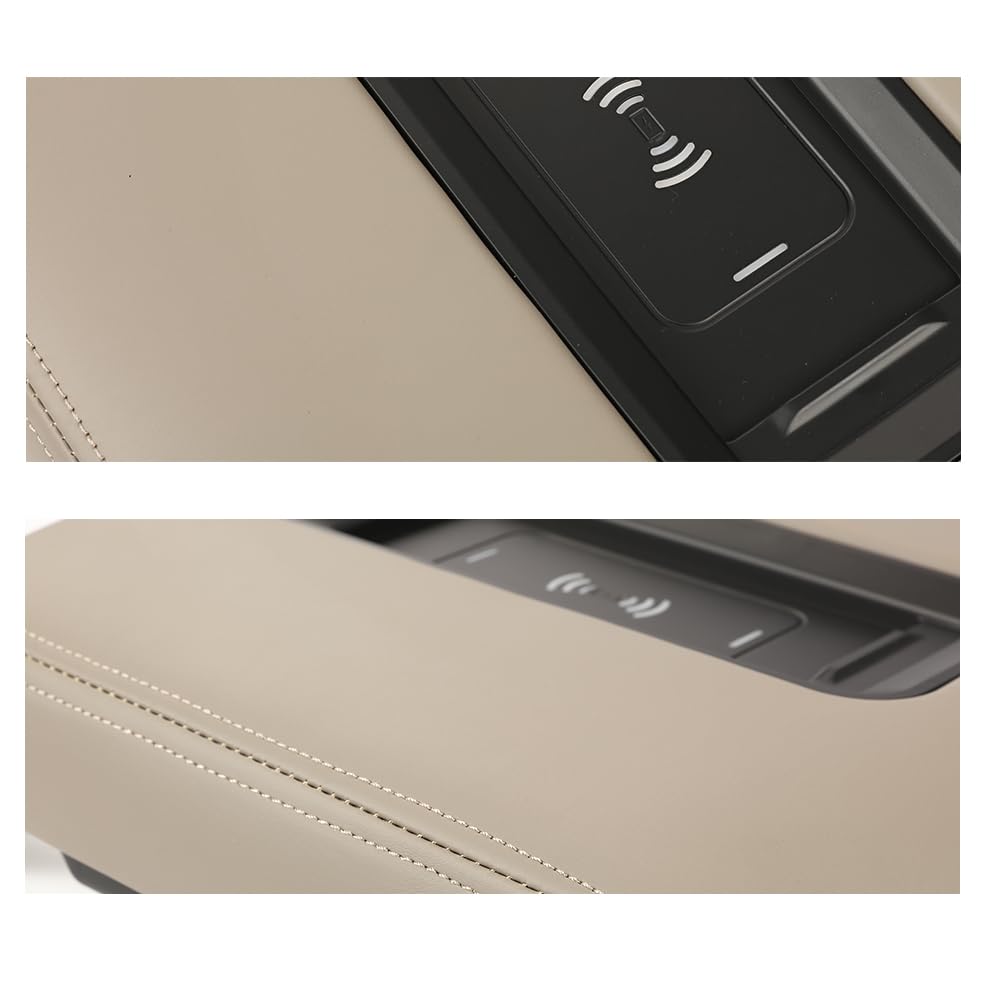 G-PLUS Brown Center Console Armrest Lid w/Wireless Charger Compatible with 2015 2016 2017 2018 2019 Chevy Tahoe/Suburban GMC Yukon/Yukon XL