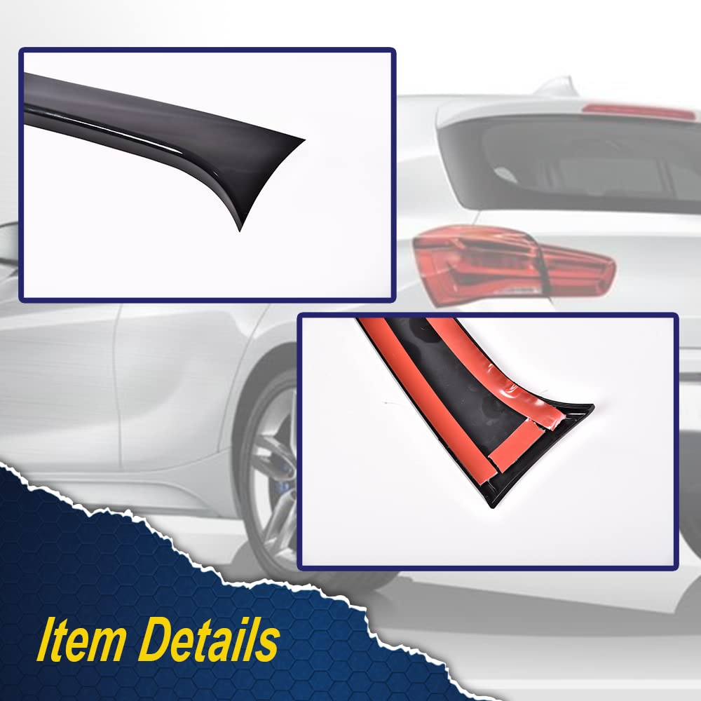 G-PLUS Rear Window Spoiler Side Wing Trim Cover Compatible with 2015-2017 BMW 1 Series F20 (Glossy Black)