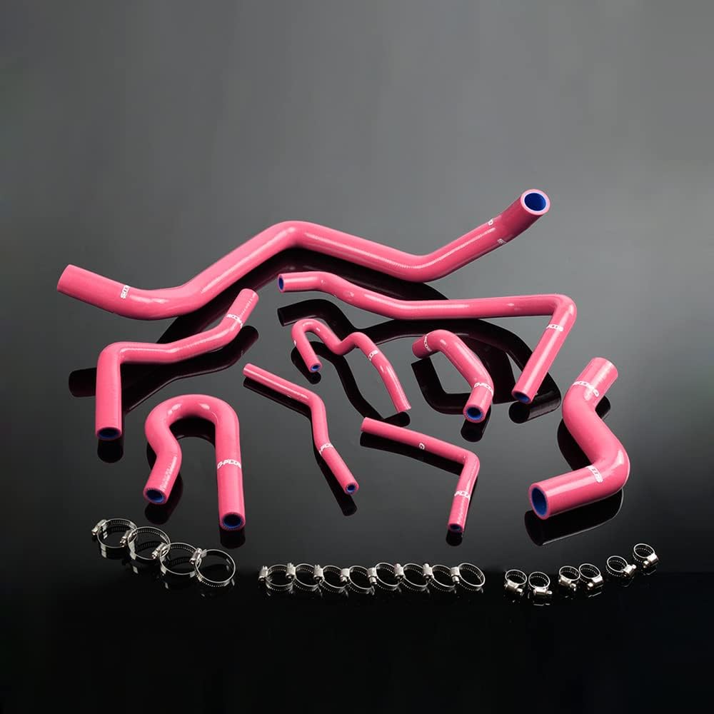 G-PLUS Silicone Radiator Coolant Hose Kit Clamps Replacement For 1992-2000 HONDA CIVIC D15 D16 SOHC EG/EK Pink 9PCS