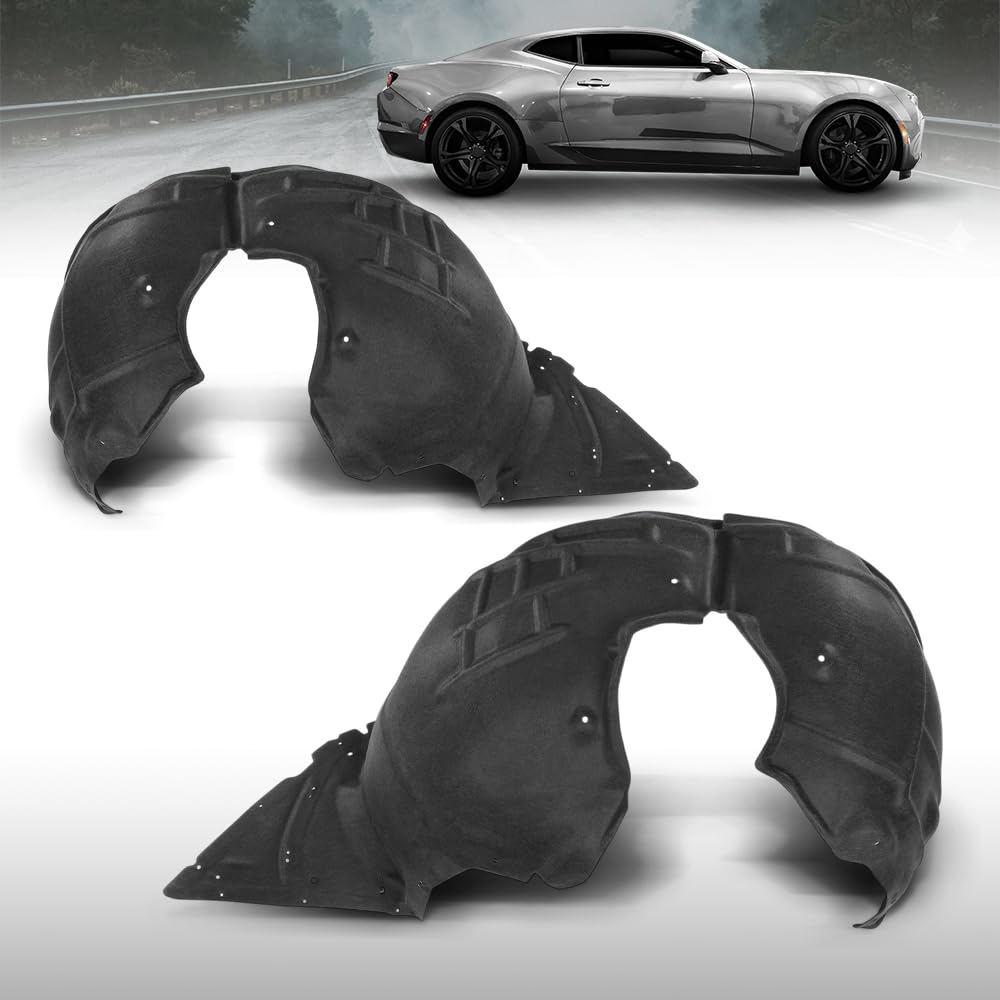 G-PLUS Front Inner Fender Liners Set of 2 Compatible with Chevy Camaro 2016 2017 2018 2019 2020 2021 2022 GM1248295, GM1249295, 84169274, 84169275 Black