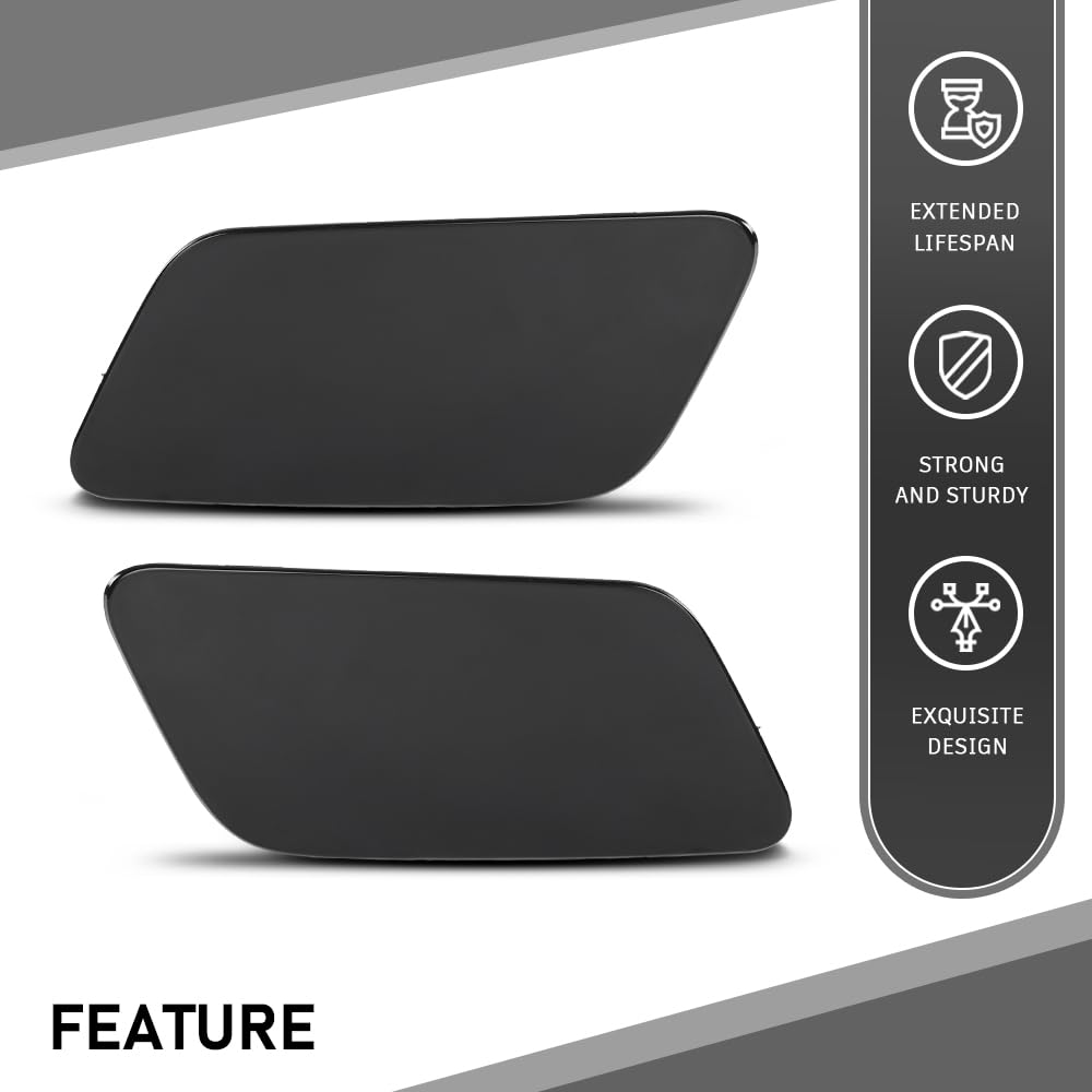 G-PLUS Pair Front Bumper Headlight Washer Cover Cap, Compatible with Audi A3 2012-2020, Left Driver & Right Passenger Side 2PCS, 8V3955275, 8V3955276