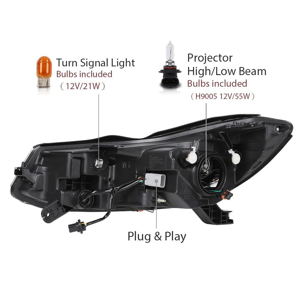 G-PLUS Headlights Headlamps w/Bulbs Compatible with Chevy Trax 2017-2022,Fit w/Factory LED DRL Projector Headlights Models Only,Driver and Passenger,faros delanteros