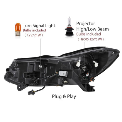 G-PLUS Headlights Headlamps w/Bulbs Compatible with Chevy Trax 2017-2022,Fit w/Factory LED DRL Projector Headlights Models Only,Driver and Passenger,faros delanteros
