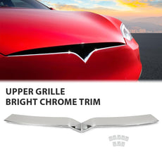 G-PLUS Front Upper Grille Trim Chrome for Tesla Model X 2016-2020 Side View
