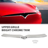 G-PLUS Front Upper Grille Trim Bright Chrome Compatible with Tesla Model X 2016-2020 1047022-00-D, 104702200D Silver ABS
