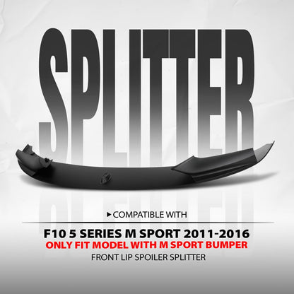 G-PLUS Front Bumper Lip Splitter Spoiler Compatible with BMW F10 5 Series M Sport 2011 2012 2013 2014 2015 2016, Only Fit Model with M Sport Bumper Front Lip Spoiler Splitter Black