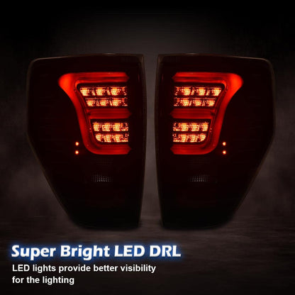 G-PLUS LED Tail Lights Fit Ford F150 2009-2014 Rear Brake Parking Tail Lamps w/Wiring Harness Driver & Passenger Clear lens Black Housing Red light Bar Luces Traseras Faros TraserosAssembly