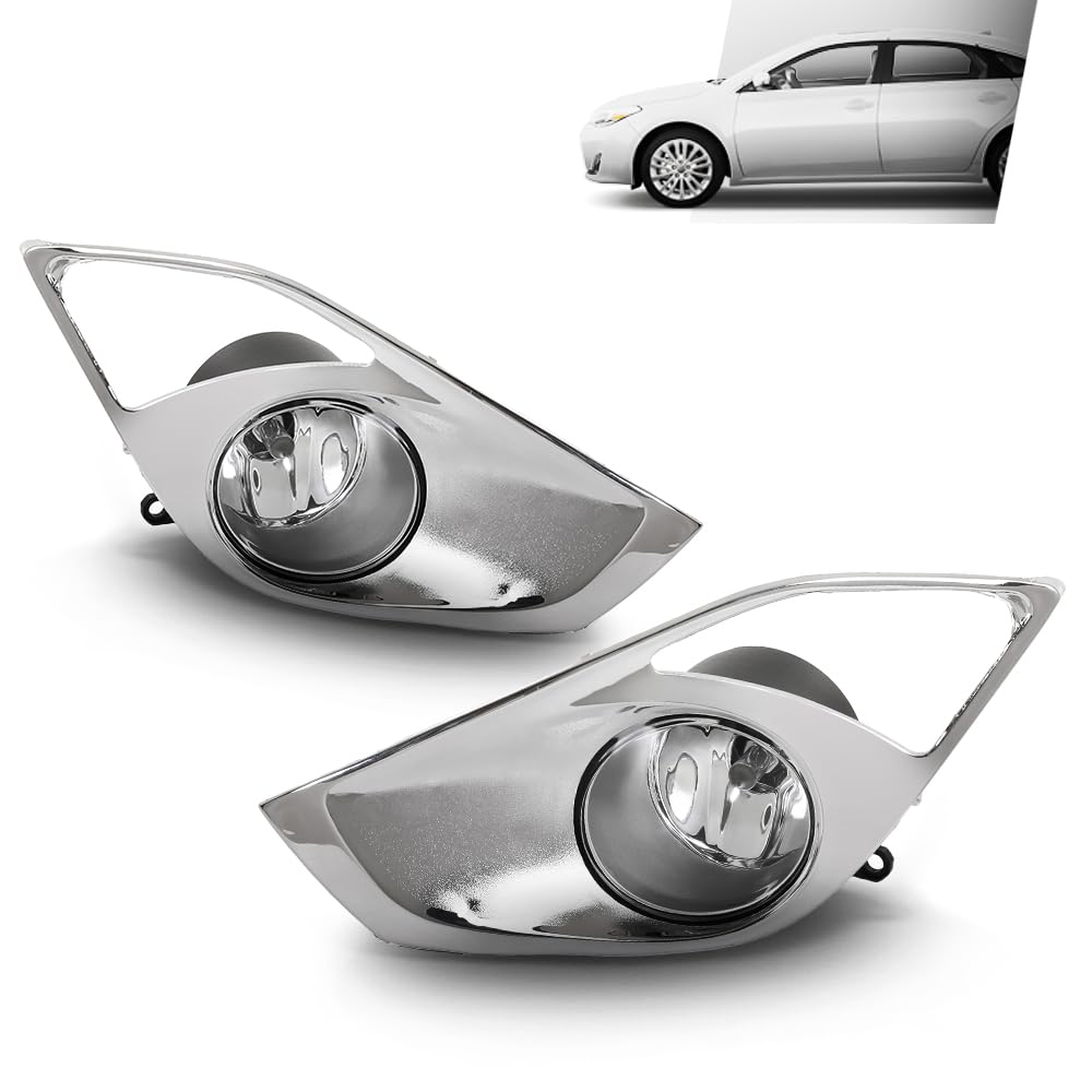 G-PLUS Front Bumper Fog Lights W/Covers & Bulbs Compatible with Toyota Avalon 2013 2014 2015 812200W040, 8122008020, 812100W050, 8121008020, TO2592124, TO2592133, TO2593124, TO2593133 White