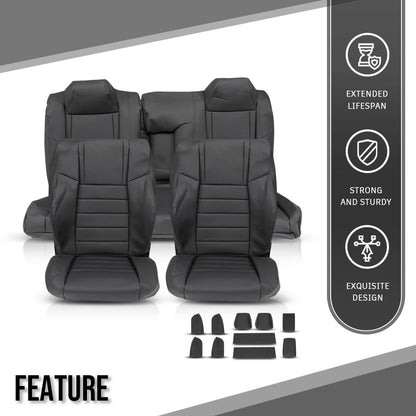 G-PLUS Front & Rear Seat Covers Full Set Compatible with Dodge Challenger SE SXT RT 2011-2014 (NOT Fit SRT8) Black
