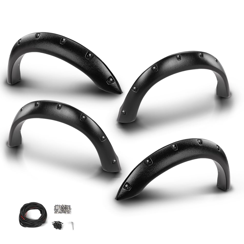 G-PLUS Front Fender Flares Pocket Bolt Compatible with Ford F150 F250 Bronco 1992-1996; Fit Ford F350 1992-1997 2 PCS Black