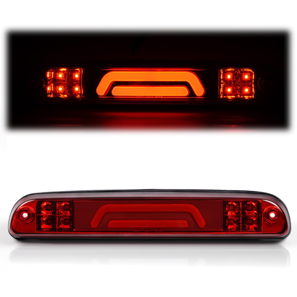 G-PLUS LED Third Brake Light Compatible with Ford F250 F350 F450 F550 Super Duty 1999-2016, Rear High Mount Cargo Lamp, Red Lens Chrome Housing