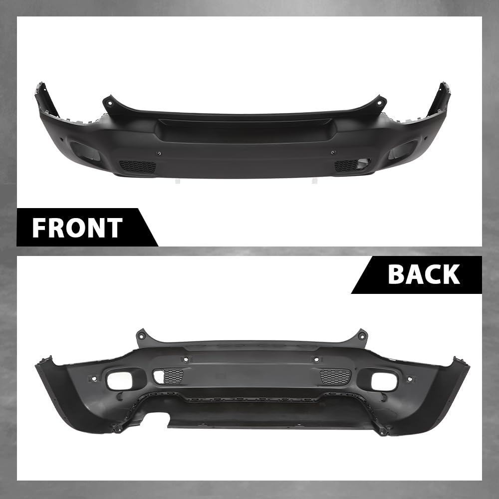 G-PLUS Rear Bumper Cover Compatible with Jeep Renegade 2015-2023, Fit Models w/Park Assist Sensor Holes Only, CH1100A16, 187-01718E, Primed Black