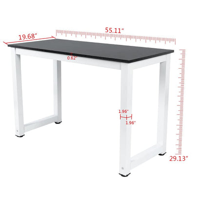 G-PLUS Computer Desk Wood Office Table, Modern PC Laptop Notebook Study Writing Table for Home Office Workstation (55.1'', Black Color)