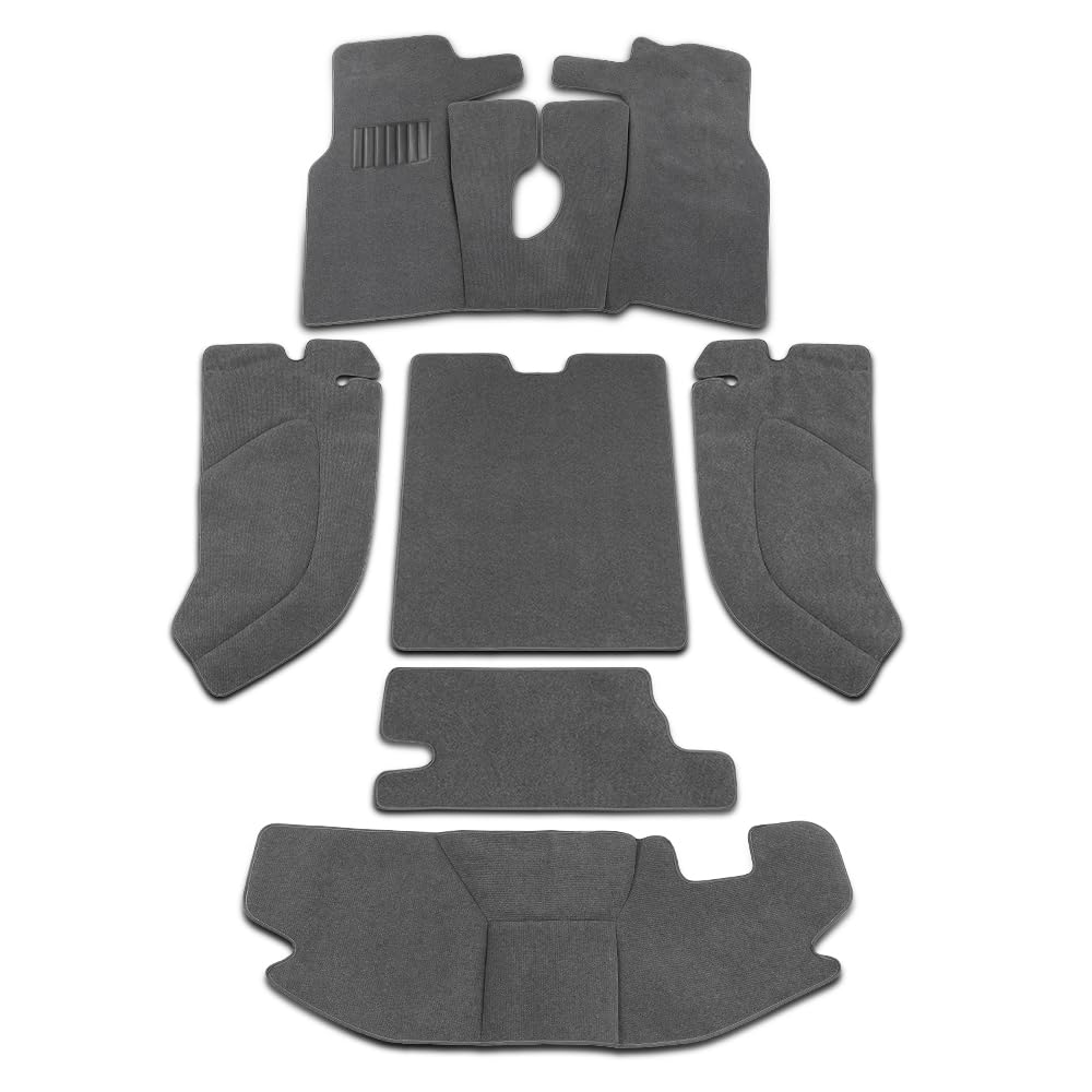 G-PLUS Floor Mats Liners Compatible with Jeep Wrangler TJ 1997 1998 1999 2000 2001 2002 2003 2004 2005 2006 All Weather Protection TPE Cargo Liner Black 6pcs Gray