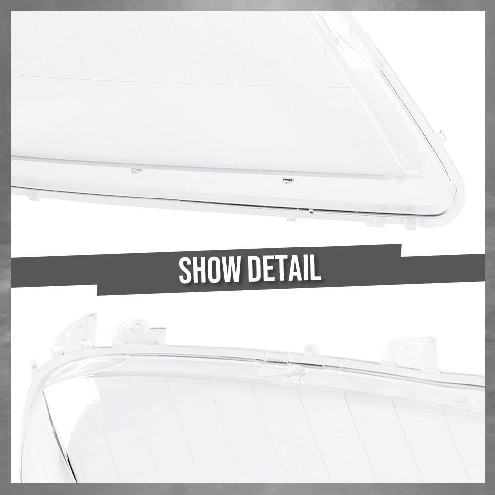 G-PLUS Headlight Lens Cover Compatible with Benz ML Class W164 ML320 ML350 ML500 ML550 ML63 AMG 2006-2008 Left & Right Pair Front Headlamp Lens Cover Clear