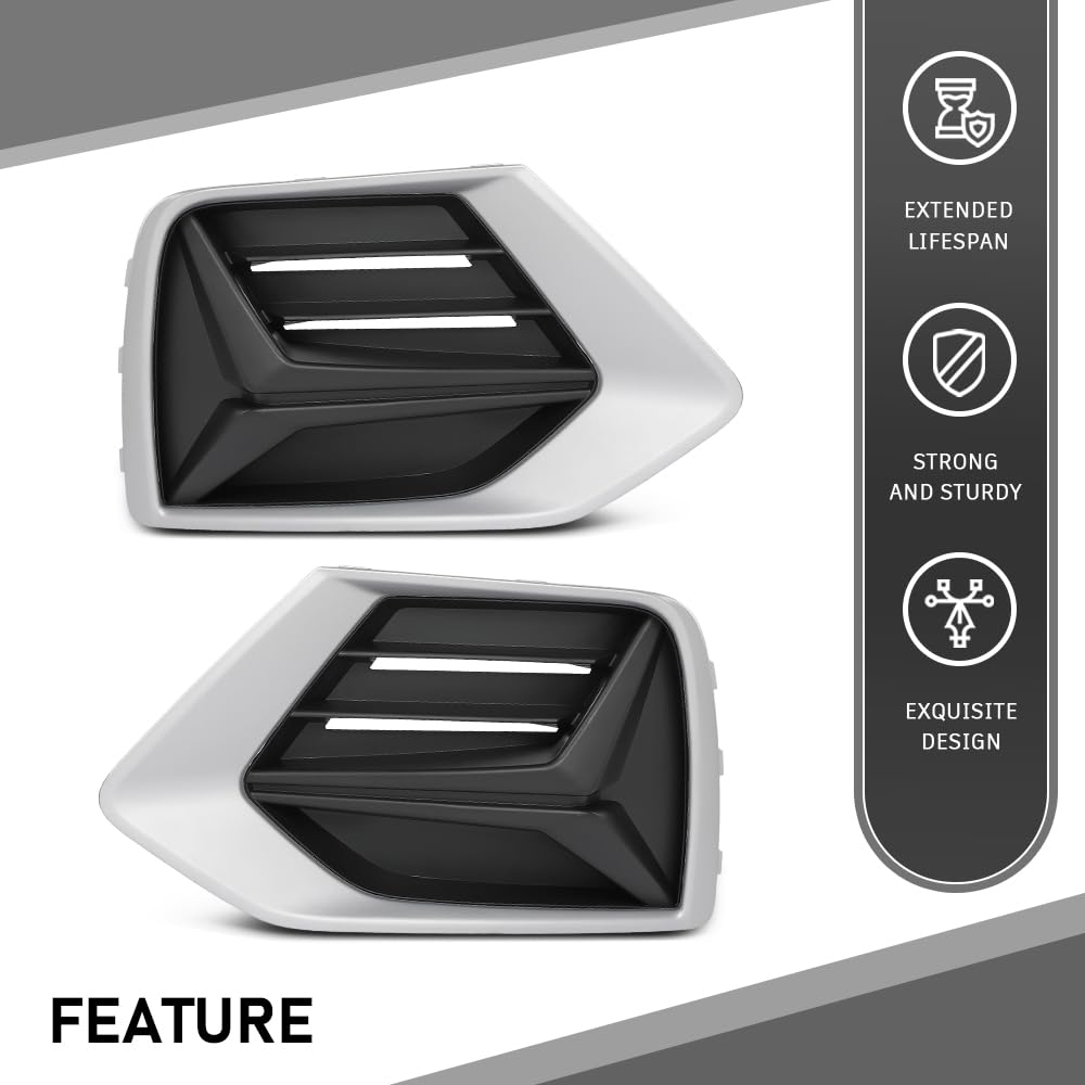 G-PLUS Pair Front Fog Light Covers, Compatible with Audi Q3 Prestige 2019/ Q3 (submodel: Komfort, Premium, Premium Plus, Progressiv, Technik) 2019-2023, Left Driver & Right Passenger Side 2PC