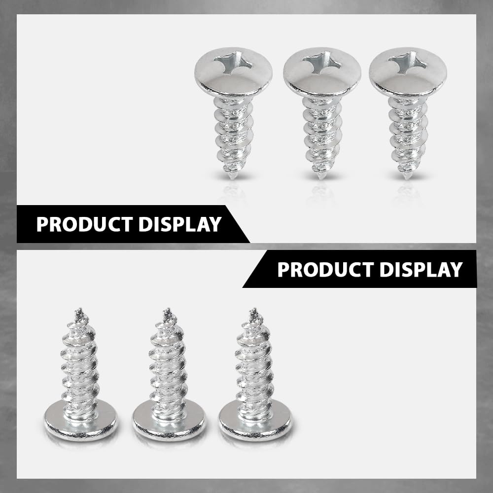 G-PLUS License Plate Screws Self Tapping Pan Head Compatible with Most Vehicles (100 Pkg)