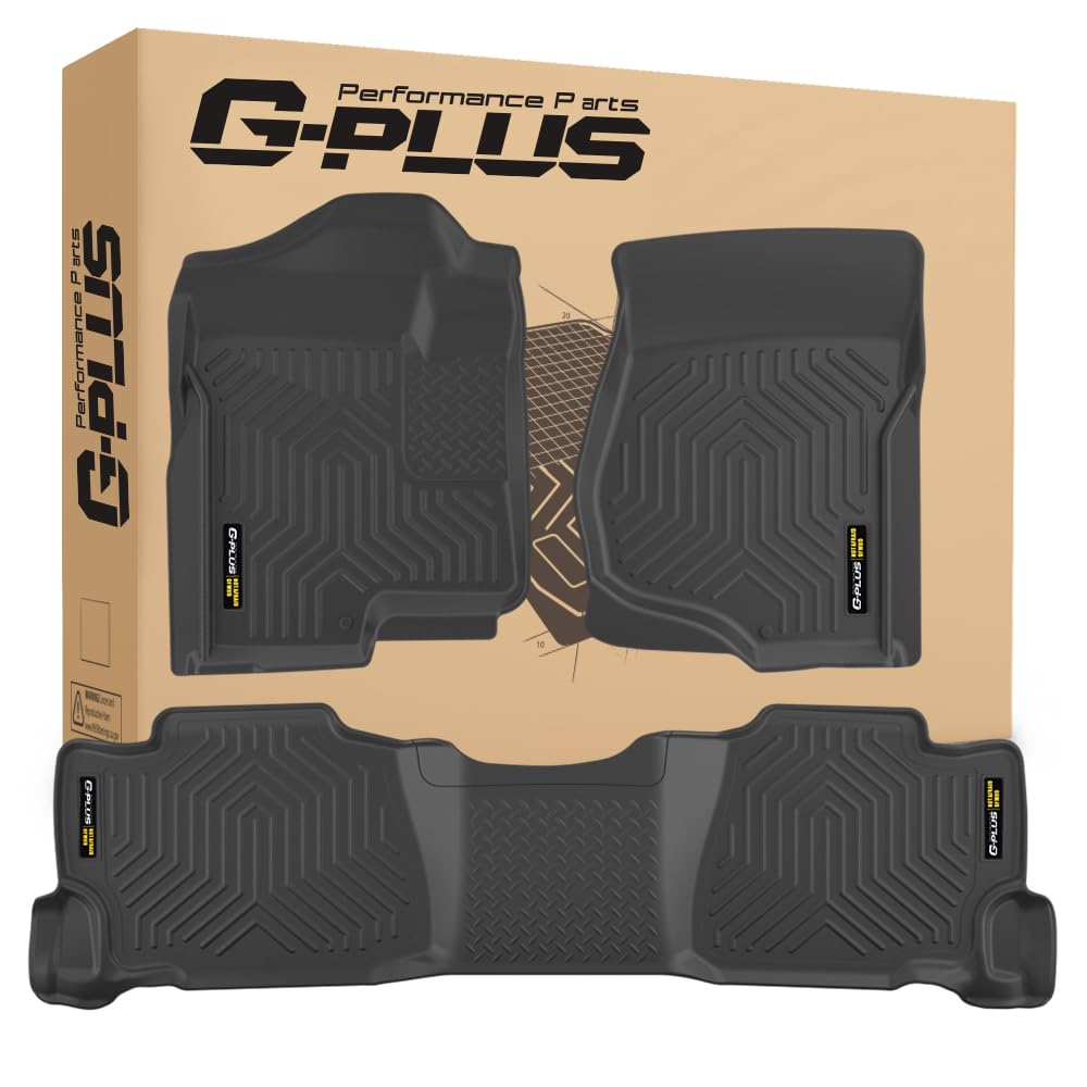 G-PLUS Floor Mats,Fit Chevy Silverado/GMC Sierra 1500 Crew Cab 2007-2013,Fit Silverado/Sierra 2500 3500 Crew Cab 2007-2014 TPE All Weather Full Cover Protection,3PCS Cargo Mats Black