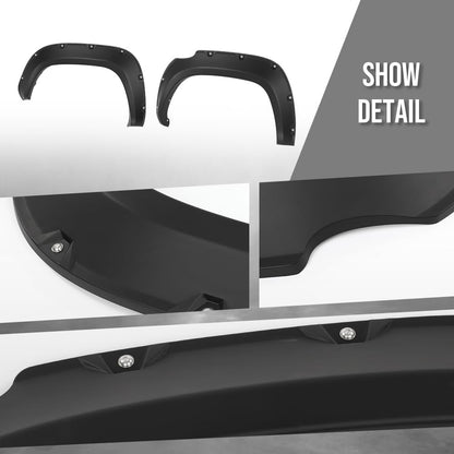 G-PLUS Pocket-Riveted Fender Flares, Compatible with Toyota Tacoma 2016-2022, Smooth 4pcs Wheel Arch Cover Trim(Not have gas door cut out for a standard bed on a 2016, Not fit Double Cab Trims)