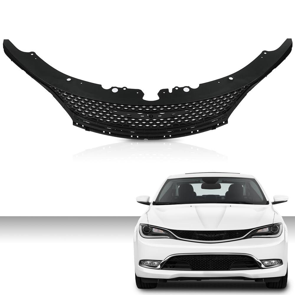 G-PLUS Front Upper Bumper Grill Assembly Compatible with 2015-2017 200 V6 Models Only (Not Fit 4 Cylinder Models) 68103934AC, CH1200385 Chrome Trim Grille
