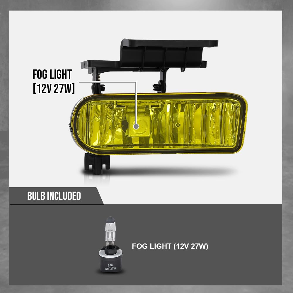 G-PLUS Front Bumper Fog Lights Compatible With GMC Sierra 1999-2002,Fit Yukon XL 2000-2006 Pickup Truck,Driver& Passenger Fog Lamps Yellow lens
