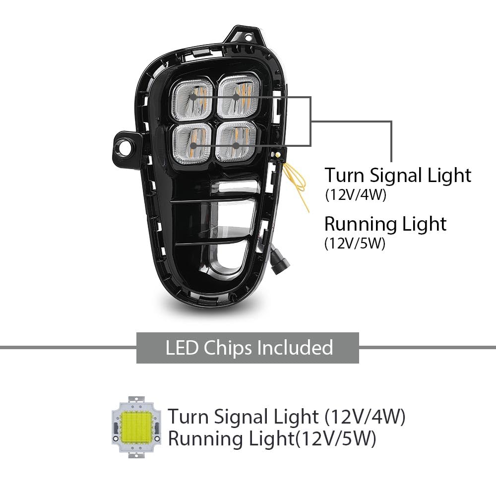 G-PLUS LED DRL Daytime Running Light Front Fog Lights w/Wire Harness & Switch Compatible with Kia Rio EX/LX/S 2018 2019 2020 Clear Lens Black Housing, 922011W710, 922021W710
