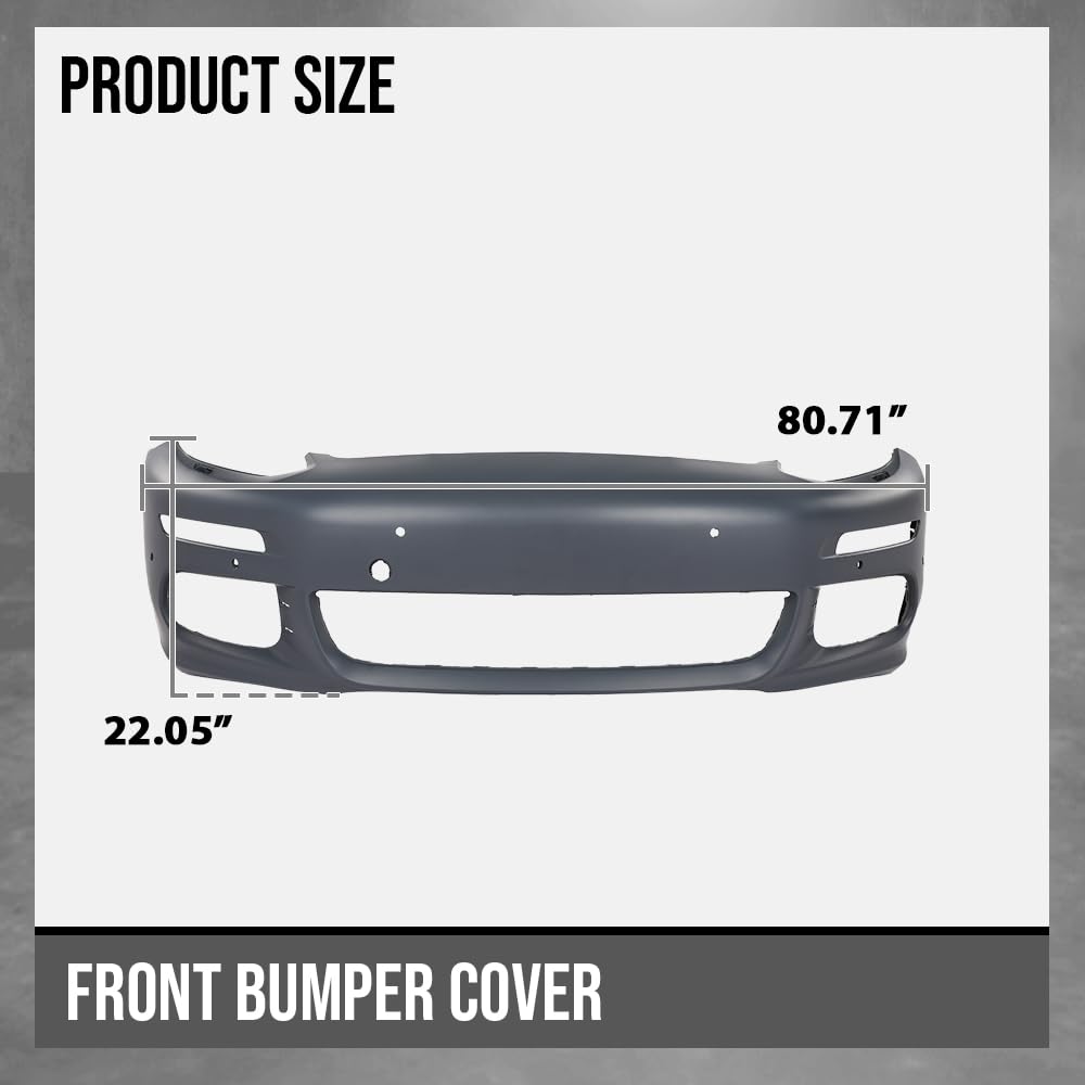 G-PLUS Front Bumper Cover Compatible with Porsche 2014 2015 2016 Models Without Sport Package, GTS, or Turbo 97050591169, 97050591151, 970-505-911-69, 97050591133, PO1000177 Black