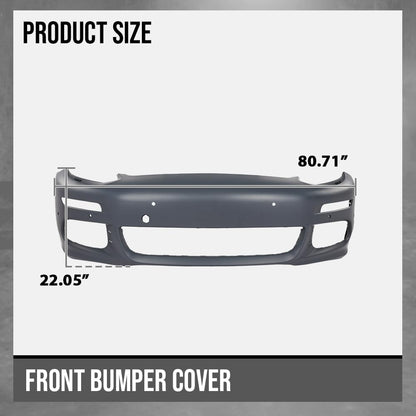 G-PLUS Front Bumper Cover Compatible with Porsche 2014 2015 2016 Models Without Sport Package, GTS, or Turbo 97050591169, 97050591151, 970-505-911-69, 97050591133, PO1000177 Black