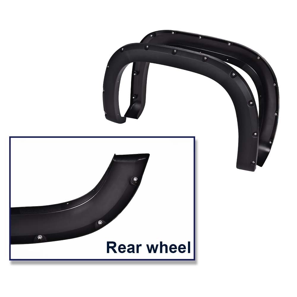 G-PLUS Fender Flares 4 PCS Textured Pocket Riveted Compatible with GMC Sierra 1500 2007-2013 Wheel Flares Protector Cover Trim