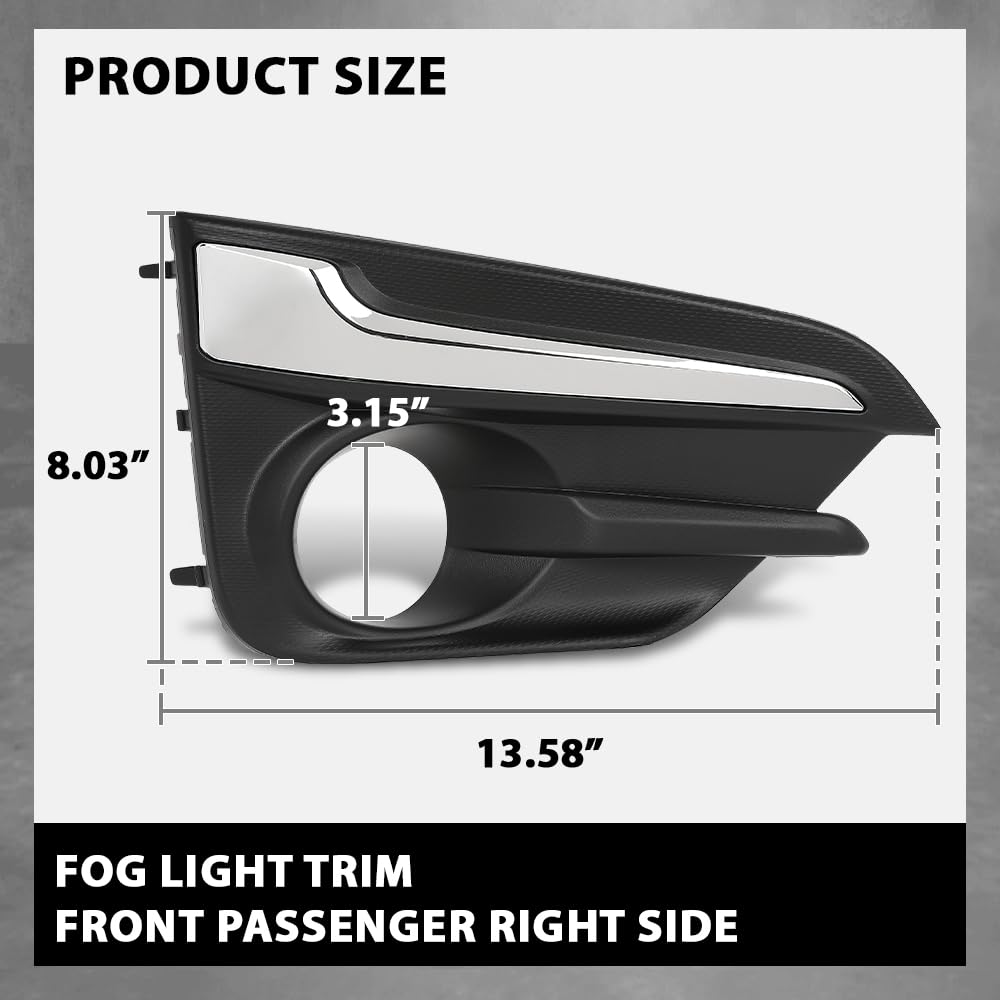 G-PLUS Fog Light Trim Driving Lamp Front Passenger Right Side Compatible with Subaru Impreza 2017-2019,Fit For Models with Chrome Trim 57731FL040, SU1039113