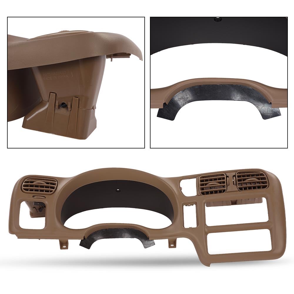 G-PLUS Dash Trim Bezel Cover Single Din Beige Compatible with Chevy Blazer S10 GMC Jimmy S15 Sonoma 1998 1999 2000 2001 2002 2003 2004 15013761 (Not Fit Double Din)