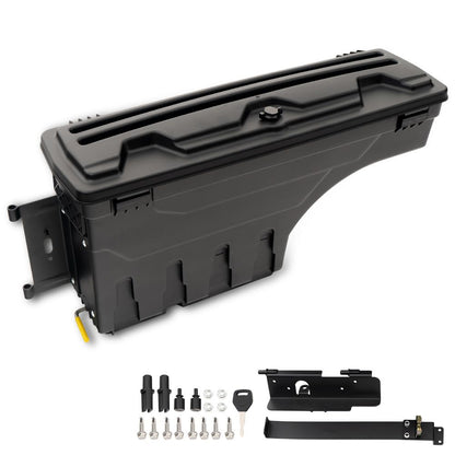 G-PLUS Truck Bed Storage Box Tool Box Left Driver Side Compatible With 2007-2020 Toyota Tundra Black Rear Tool Box