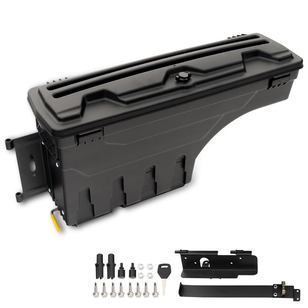 G-PLUS Truck Bed Storage Tool Box Compatible with Toyota Tundra 2007-2020 Rear Lockable Swing Waterproof Wheel Well Tool Box Left Driver Side