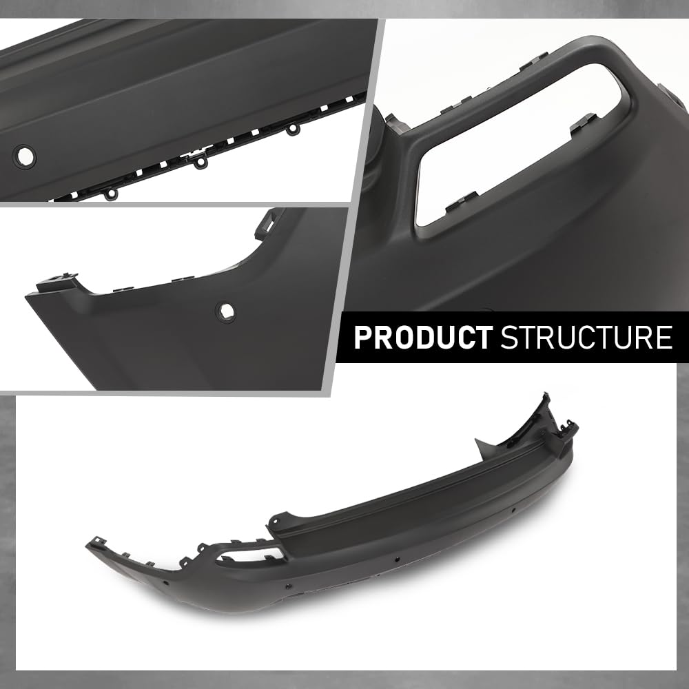 G-PLUS Rear Lower Bumper Cover Fascia Compatible with Jeep Cherokee 2019-2023, Fit Models with Advanced Park Assist System, 68407957AA, CH1100A49, Black